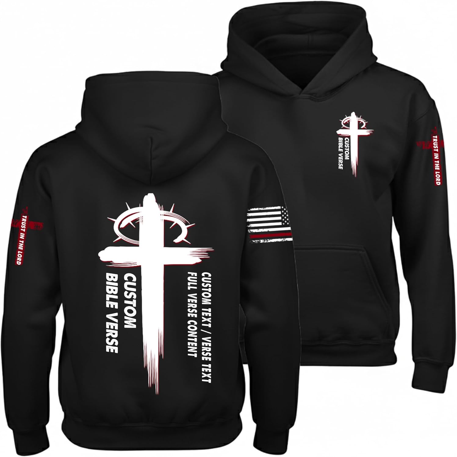 Regamor Custom Christian Hoodies for Men Women Faith Cross Jesus Hoodie Bible Religious Gifts Personalized Christmas