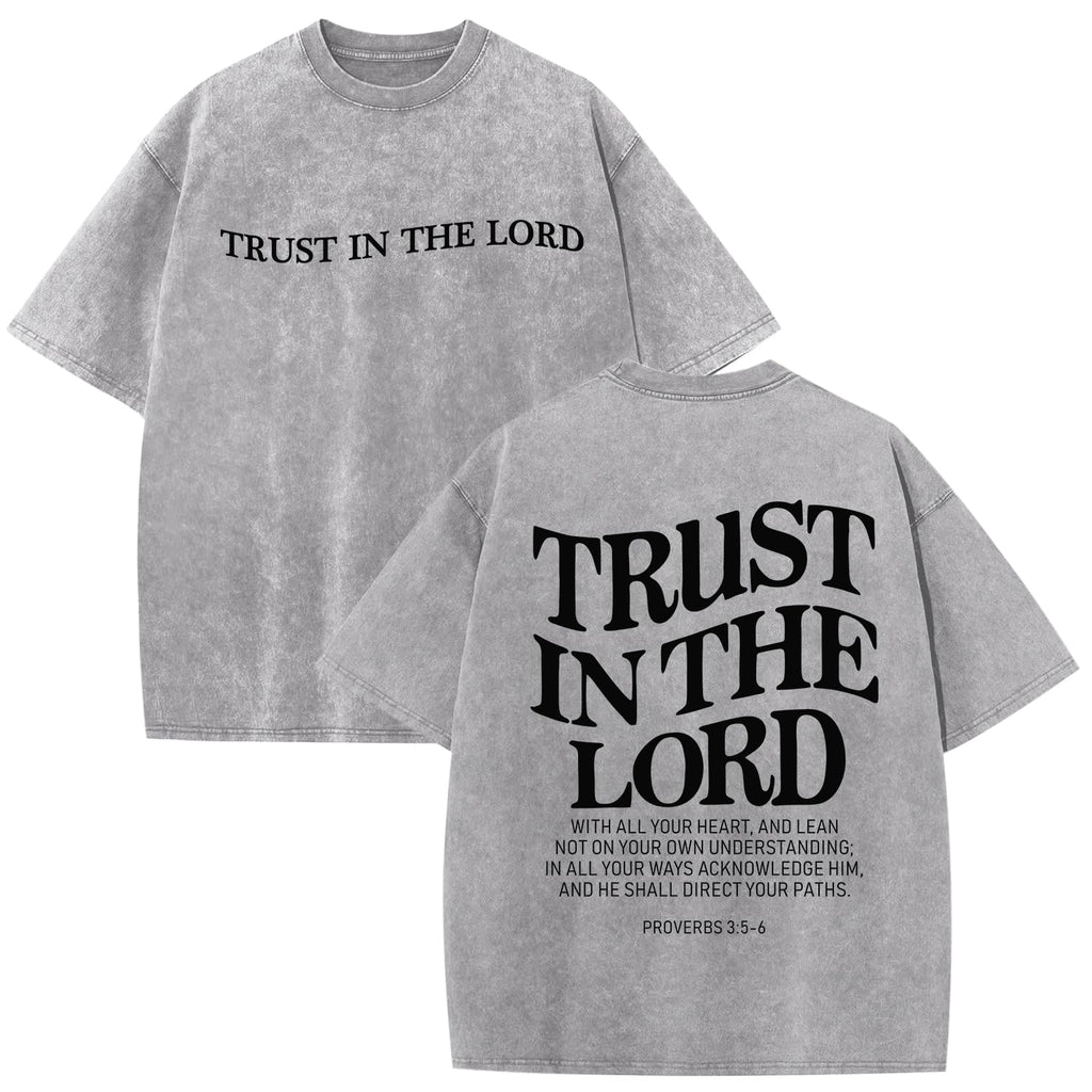 Wrenpies Mens Oversized Christian Shirts God Faith Jesus Religious Tshirts Trust in The Lord Bible Verse Tees Acid Wash Tops