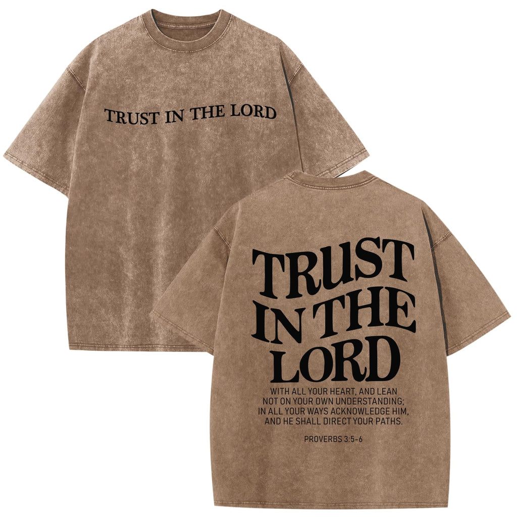 Wrenpies Mens Oversized Christian Shirts God Faith Jesus Religious Tshirts Trust in The Lord Bible Verse Tees Acid Wash Tops