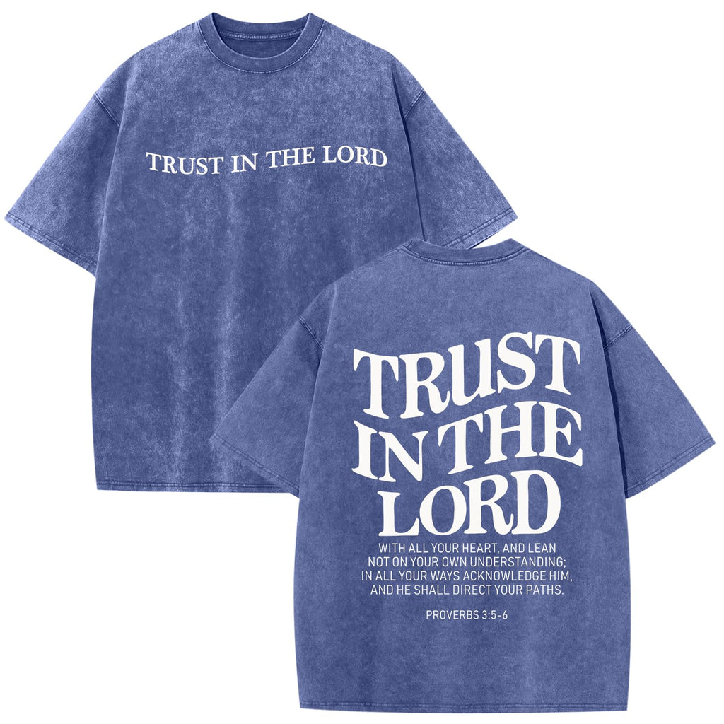 Wrenpies Mens Oversized Christian Shirts God Faith Jesus Religious Tshirts Trust in The Lord Bible Verse Tees Acid Wash Tops