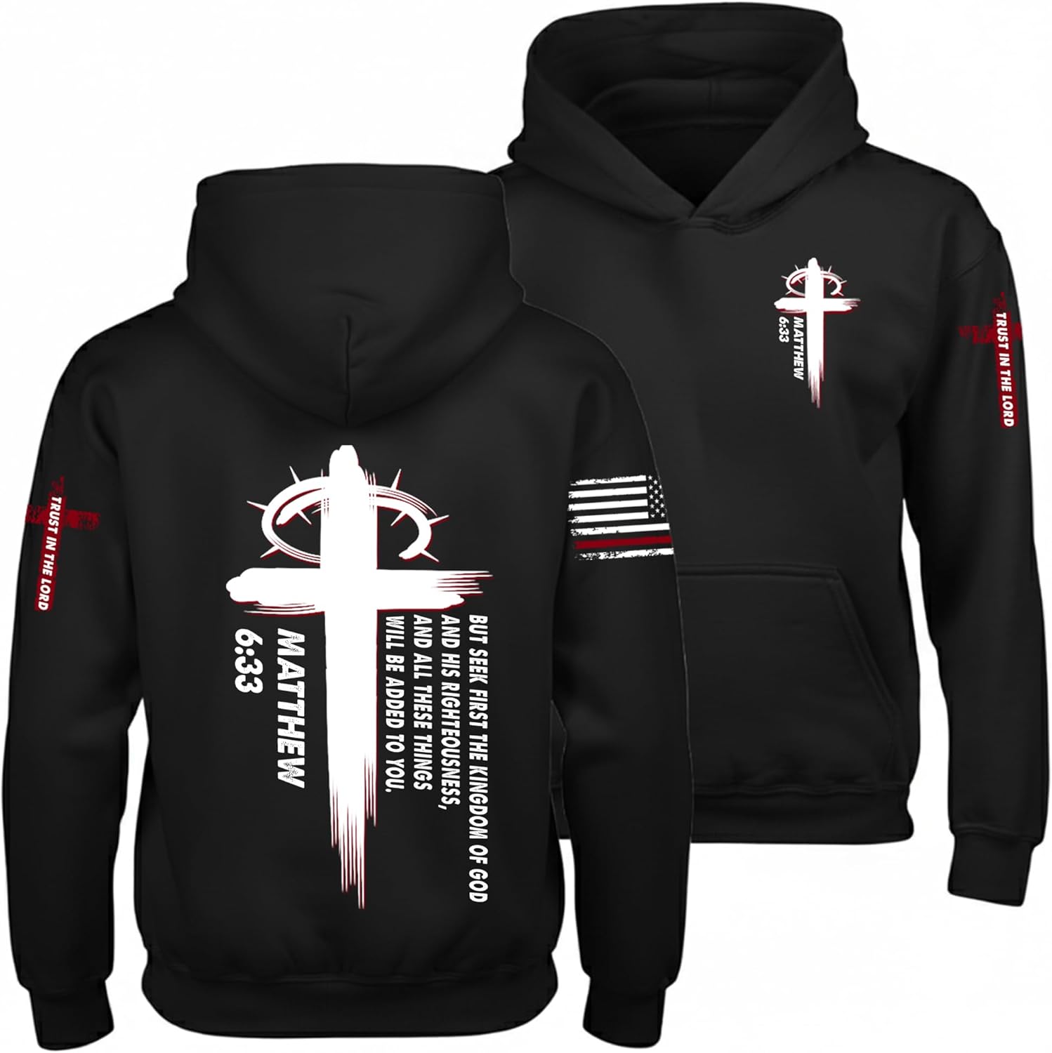 Regamor Custom Christian Hoodies for Men Women Faith Cross Jesus Hoodie Bible Religious Gifts Personalized Christmas