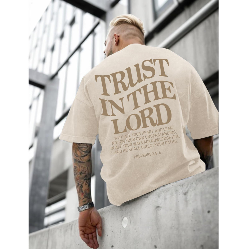Wrenpies Mens Oversized Christian Shirts God Faith Jesus Religious Tshirts Trust in The Lord Bible Verse Tees Acid Wash Tops
