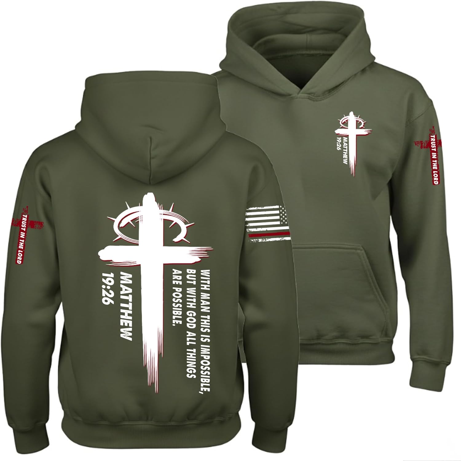 Regamor Custom Christian Hoodies for Men Women Faith Cross Jesus Hoodie Bible Religious Gifts Personalized Christmas