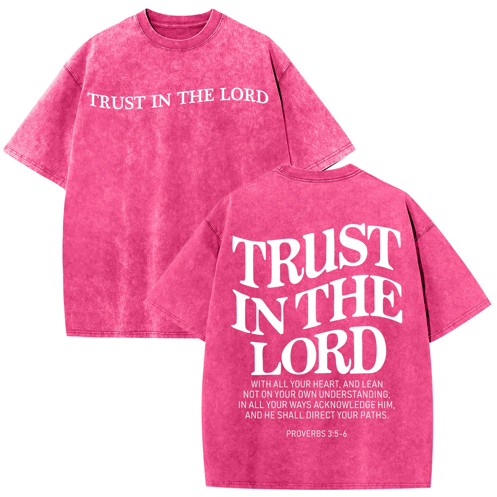 Wrenpies Mens Oversized Christian Shirts God Faith Jesus Religious Tshirts Trust in The Lord Bible Verse Tees Acid Wash Tops