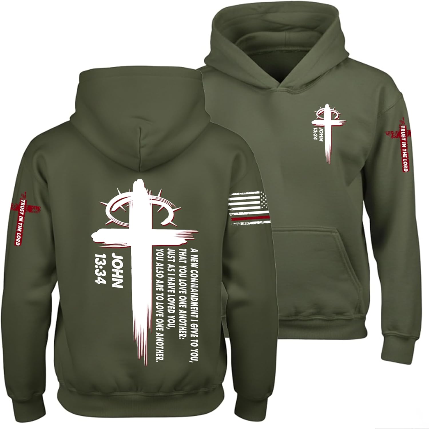 Regamor Custom Christian Hoodies for Men Women Faith Cross Jesus Hoodie Bible Religious Gifts Personalized Christmas