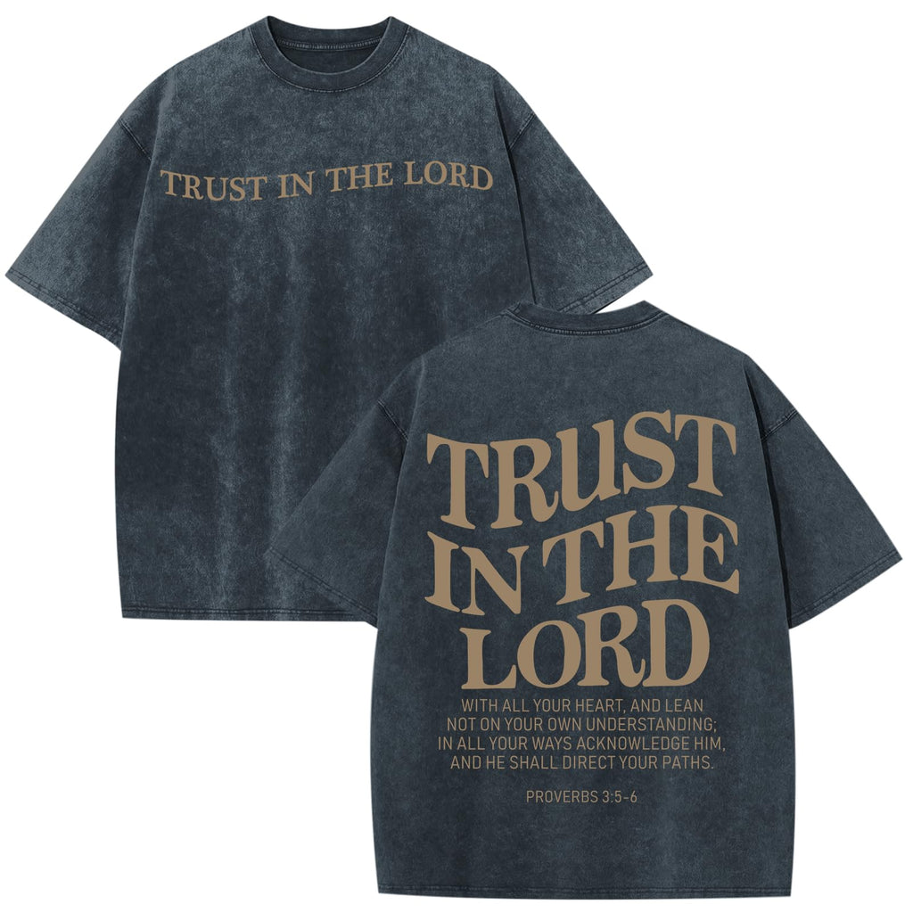 Wrenpies Mens Oversized Christian Shirts God Faith Jesus Religious Tshirts Trust in The Lord Bible Verse Tees Acid Wash Tops