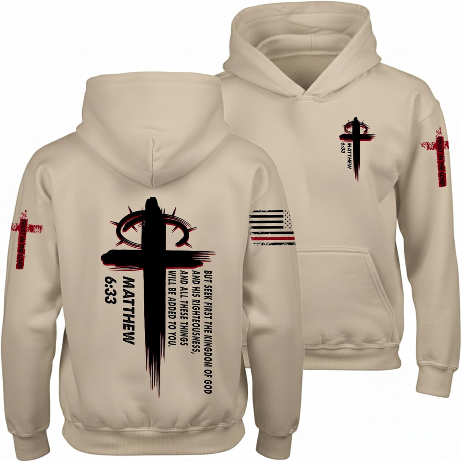 Regamor Custom Christian Hoodies for Men Women Faith Cross Jesus Hoodie Bible Religious Gifts Personalized Christmas