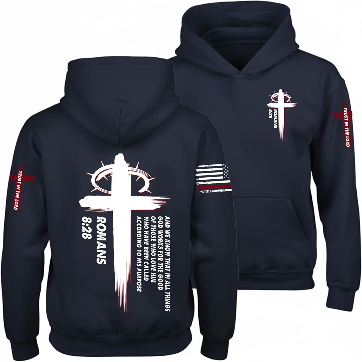 Regamor Custom Christian Hoodies for Men Women Faith Cross Jesus Hoodie Bible Religious Gifts Personalized Christmas