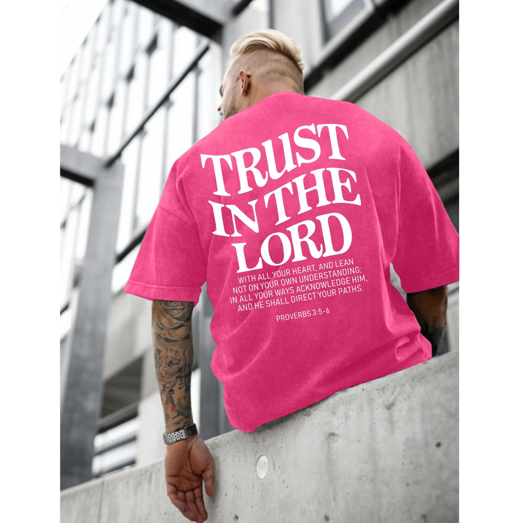 Wrenpies Mens Oversized Christian Shirts God Faith Jesus Religious Tshirts Trust in The Lord Bible Verse Tees Acid Wash Tops