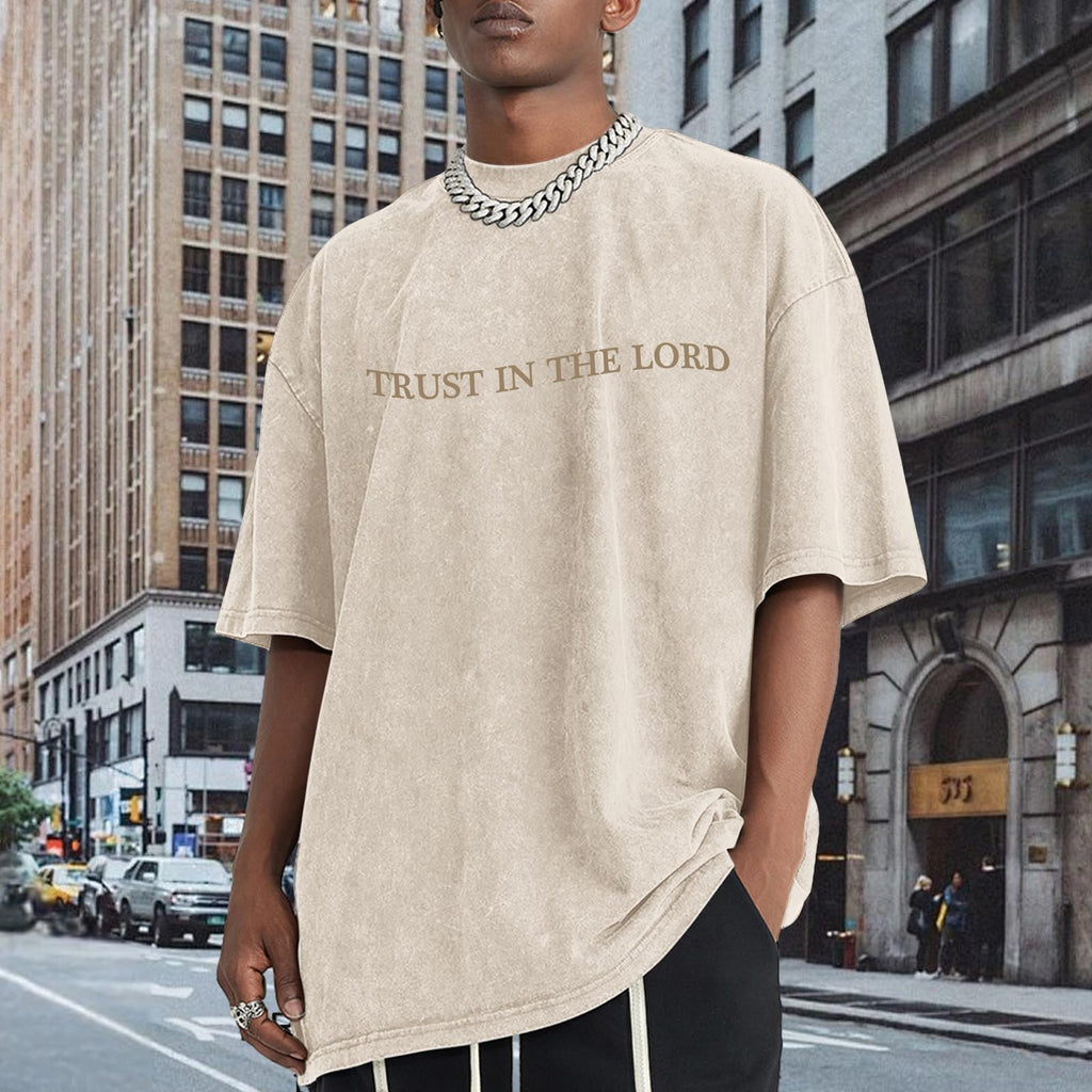 Wrenpies Mens Oversized Christian Shirts God Faith Jesus Religious Tshirts Trust in The Lord Bible Verse Tees Acid Wash Tops