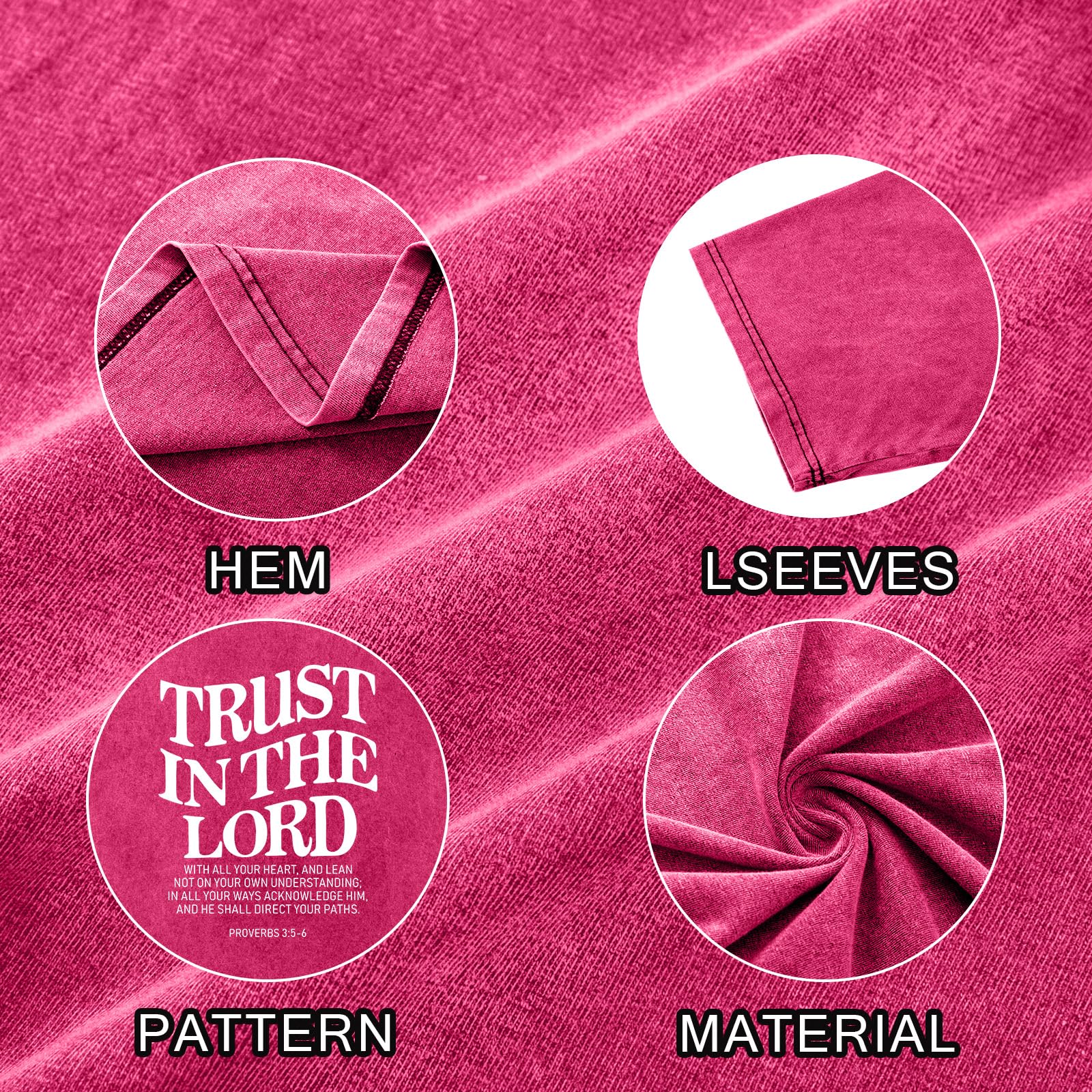 Wrenpies Mens Oversized Christian Shirts God Faith Jesus Religious Tshirts Trust in The Lord Bible Verse Tees Acid Wash Tops